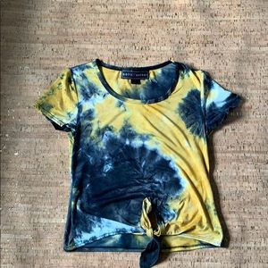 TieDye black and yellow tie up shirt